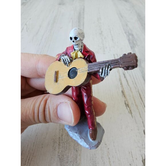 Lemax skeleton band musical drinking‎ people accessory Halloween set guitar - Picture 10 of 11
